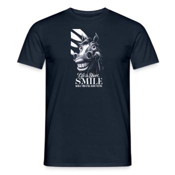 Life is short, smile while you still have teeth - Men's T-Shirt - navy - Front - AI Model Male 178 light (178cm)