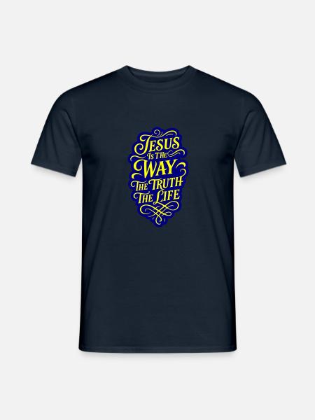 Jesus Way Truth Life Bible Verse - Men's T-Shirt - navy