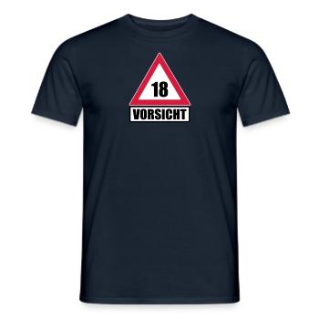 Vorsicht Achtung 18 - Männer T-Shirt - Navy - Vorne - AI Model Male 178 light (178cm)