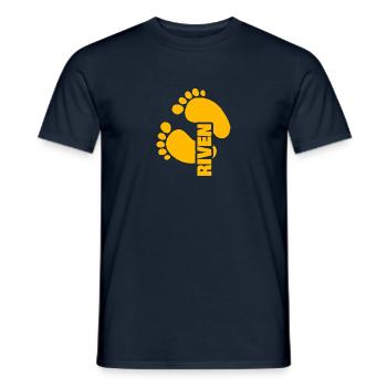 Fußabdruck Baby Geburt Riven - Männer T-Shirt - Navy - Vorne - AI Model Male 178 light (178cm)