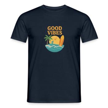 Gute Vibes am Strandaussicht - Männer T-Shirt - Navy - Vorne - AI Model Male 178 light (178cm)