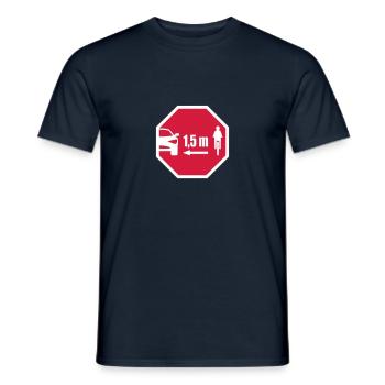 Le regard d'arrêt signe - les cyclistes à distance 1.5m - T-shirt homme - marine - Devant - AI Model Male 178 light (178cm)
