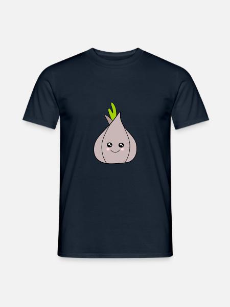 Kawaii Gemüse Zwiebel Knoblauch lustige Geschenke - Männer T-Shirt - Navy