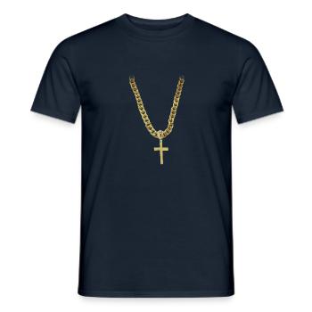 bling christian cross - Men's T-Shirt - navy - Front - AI Model Male 178 light (178cm)