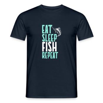 EAT SLEEP FISH REPEAT - Men's T-Shirt - navy - Front - AI Model Male 178 light (178cm)