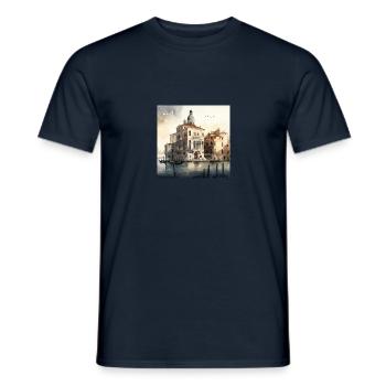 Gondoles Aquarell de Venise - T-shirt homme - marine - Devant - AI Model Male 178 light (178cm)