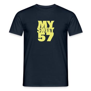 Geburtstag 57 - Männer T-Shirt - Navy - Vorne - AI Model Male 178 light (178cm)