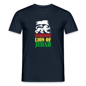 Conquering lion of judah Rasta Reggae Reggaeton - Männer T-Shirt - Navy - Vorne - AI Model Male 178 light (178cm)