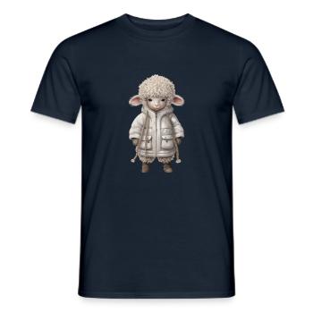 Wooly Lamb T-Shirt: Kuscheliger Komfort trifft auf Style - Männer T-Shirt - Navy - Vorne - AI Model Male 178 light (178cm)