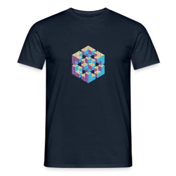Figure impossible imagination géométrie cube Escher - T-shirt homme - marine - Devant - AI Model Male 178 light (178cm)
