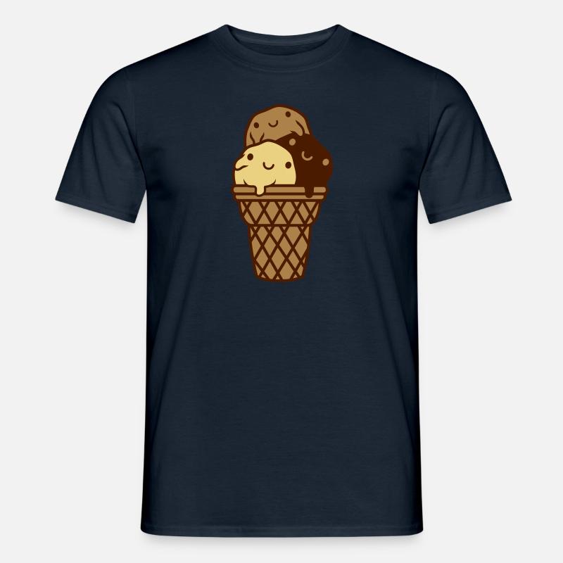 Süße 3 Eiskugeln Waffel - Männer T-Shirt - Navy