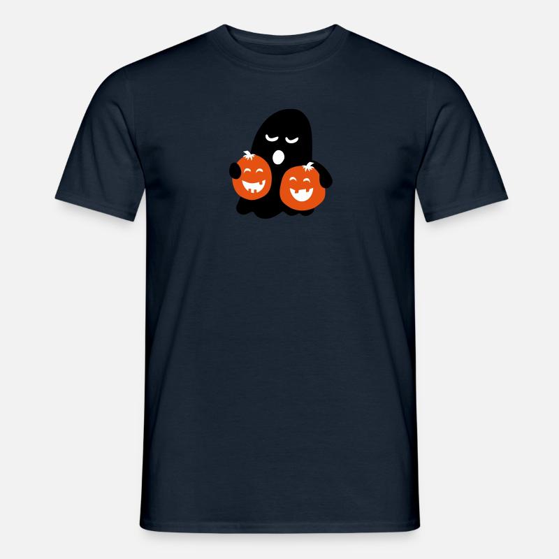 cute ghost with pumpkins - Männer T-Shirt - Navy