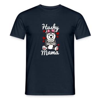 Siberian Husky Mama Finger Heart Dog - Men's T-Shirt - navy - Front - AI Model Male 178 light (178cm)