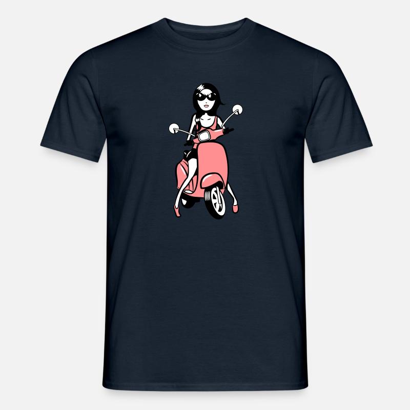 motorroller mädchen style look - Männer T-Shirt - Navy