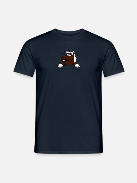 grappige comic cartoon muur paard schild tekst leg - Heren T-shirt - navy
