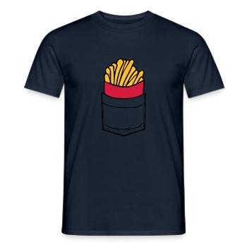Brusttasche Pommes Frites - Männer T-Shirt - Navy - Vorne - AI Model Male 178 light (178cm)
