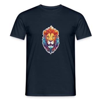 Der Löwe mit der Mähne aus Feuer - Männer T-Shirt - Navy - Vorne - AI Model Male 178 light (178cm)