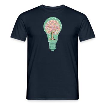 Baum in Glühbirne - Männer T-Shirt - Navy - Vorne - AI Model Male 178 light (178cm)