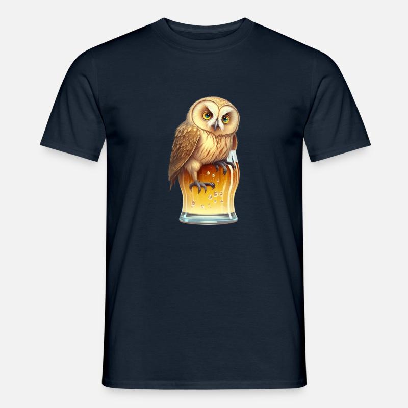 Coole Bier Eule - Männer T-Shirt - Navy