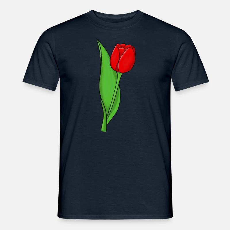 Rote Tulpe - Männer T-Shirt - Navy