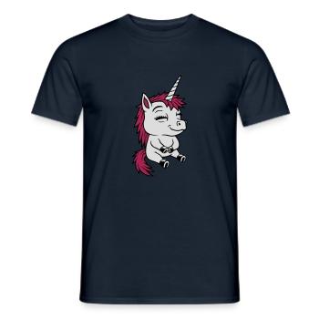 Petite licorne comique sédentaire - T-shirt homme - marine - Devant - AI Model Male 178 light (178cm)