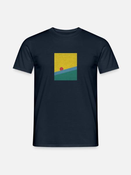 Abstrakt Meer Sonnenuntergang Vintage Style Deko - Männer T-Shirt - Navy