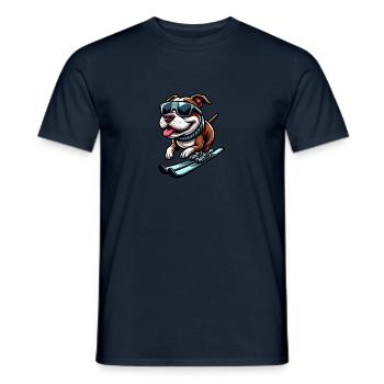 Pitbull Chien Ski Sports d’hiver Vacances - T-shirt homme - marine - Devant - AI Model Male 178 light (178cm)