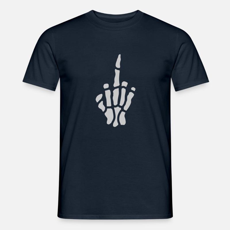 Comic Frech Mittelfinger Knochen - Männer T-Shirt - Navy