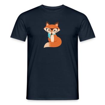 Geek Fox With Glasses - Men's T-Shirt - navy - Front - AI Model Male 178 light (178cm)