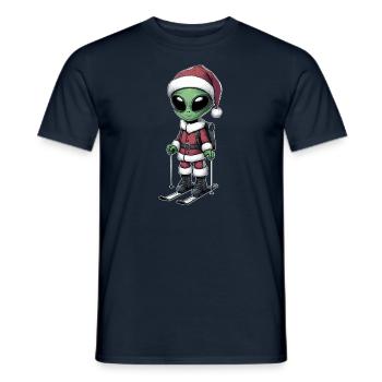 Alien Skifahrer Santa Claus Winterspaß - Männer T-Shirt - Navy - Vorne - AI Model Male 178 light (178cm)
