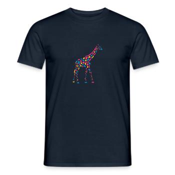 Girafe Afrique Savane colorée couleur girafe motif - T-shirt homme - marine - Devant - AI Model Male 178 light (178cm)
