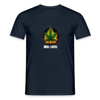 One Love Cannabis Chanvre en feu - T-shirt homme - marine - Devant - AI Model Male 178 light (178cm)