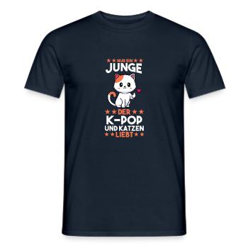 Anime Katzen K-pop - Männer T-Shirt - Navy - Vorne - AI Model Male 178 light (178cm)