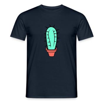 Kleiner Kaktus Stacheln Wüsten Kakteen Blumentopf - Männer T-Shirt - Navy - Vorne - AI Model Male 178 light (178cm)