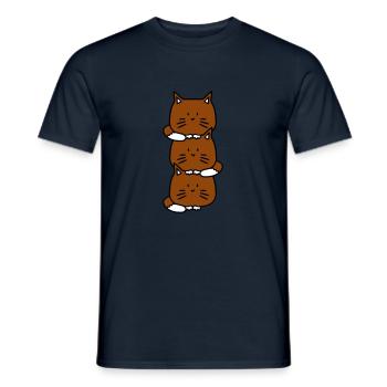 3 chats mignons l’un sur l’autre tour trois amis équipe - T-shirt homme - marine - Devant - AI Model Male 178 light (178cm)
