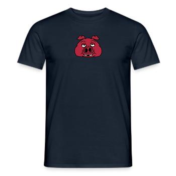 head face big fat fat pig boar piglet comic cartoo - Men's T-Shirt - navy - Front - AI Model Male 178 light (178cm)