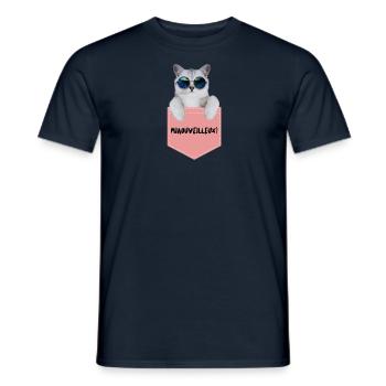 Miaouveilleux. Merveilleux chat drôle. - T-shirt homme - marine - Devant - AI Model Male 178 light (178cm)