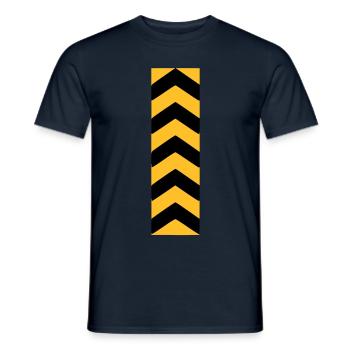 CAUTION TAPE - BANDE DE BLOCAGE - ARROW - YELLOW BLACK - T-shirt homme - marine - Devant - AI Model Male 178 light (178cm)