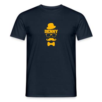 Hipster für Denny Schnauzer Schnurrbart - Männer T-Shirt - Navy - Vorne - AI Model Male 178 light (178cm)