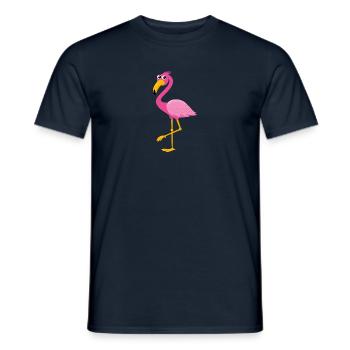 Great Flamingo Holiday Hawaii Animal Motif Cartoon - Men's T-Shirt - navy - Front - AI Model Male 178 light (178cm)