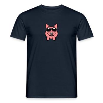 Lunette sympathique drôle de cochon - T-shirt homme - marine - Devant - AI Model Male 178 light (178cm)