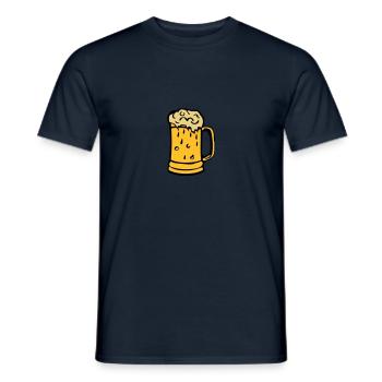biere verre mousse binouze alcool - T-shirt homme - marine - Devant - AI Model Male 178 light (178cm)