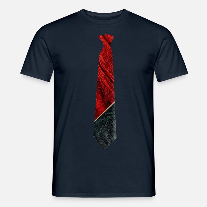 Krawatte Leder Bicolor - Männer T-Shirt - Navy