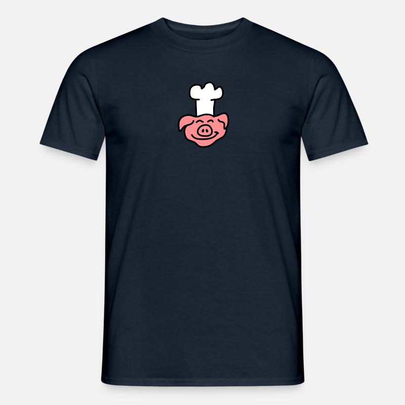 Pig Chef Head - Männer T-Shirt - Navy