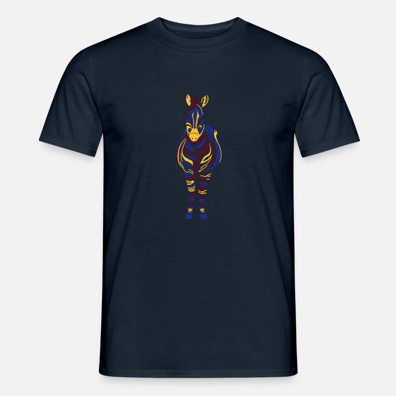 Zebra bunt 3-farbig - Männer T-Shirt - Navy