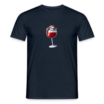 Cute Sloth Cartoon with Red Wine - Men's T-Shirt - navy - Front - AI Model Male 178 light (178cm)