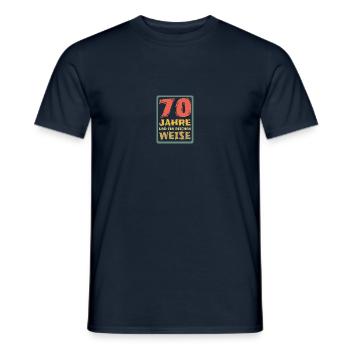 Age 70 - Men's T-Shirt - navy - Front - AI Model Male 178 light (178cm)