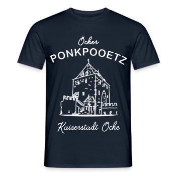 Öcher Ponkpooetz, Aachen Ponttor, Öcher Platt - Männer T-Shirt - Navy - Vorne - AI Model Male 178 light (178cm)