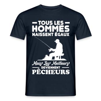 Les meilleurs hommes deviennent pêcheurs - T-shirt homme - marine - Devant - AI Model Male 178 light (178cm)