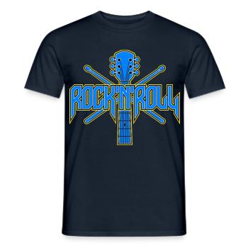 Rock & Roll Guitar Emblem - Men's T-Shirt - navy - Front - AI Model Male 178 light (178cm)